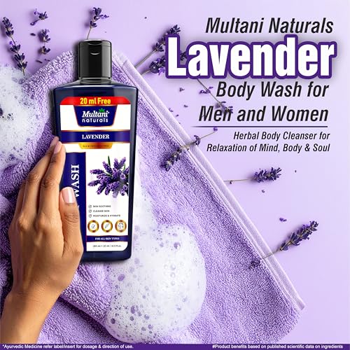 Image of Multani Naturals Lavender Body Wash | Ayurvedic & Herbal Cleanser with Lavender Oil | Relaxing Unisex Body Wash for Men & Women | Paraben & Sulphate Free | Suitable for All Skin Types (270ml)