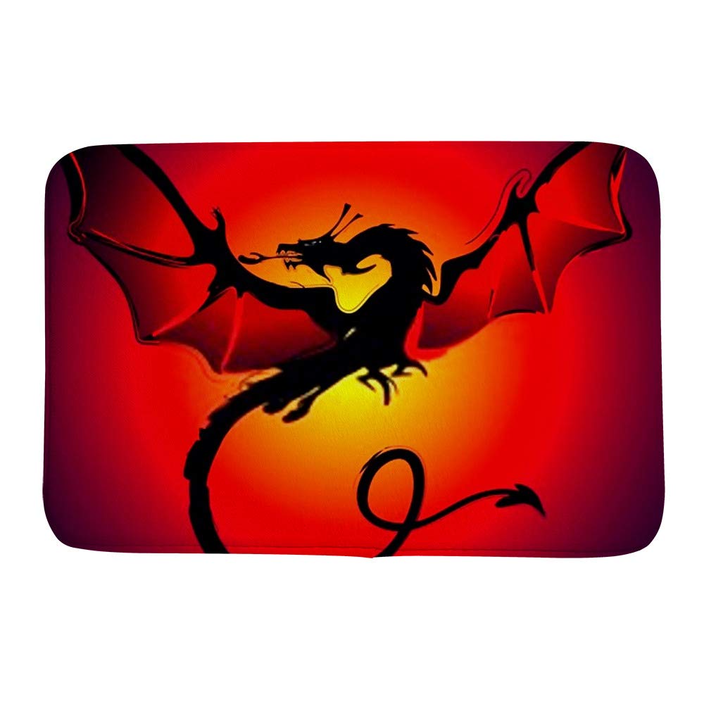 Tapis de bain malicieux dragon rouge polaire corail CHEHONG