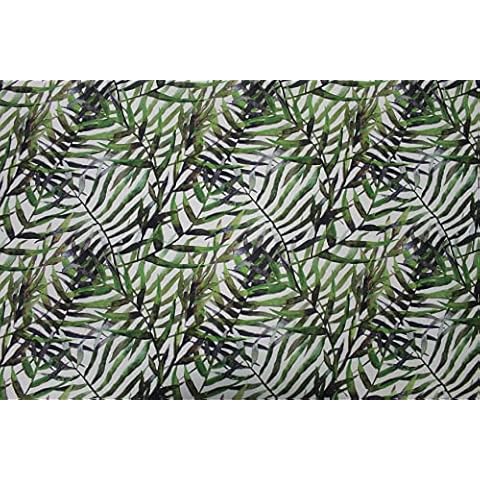 Water Resistance Outdoor Upholstery Fabric Modern Flower Leaves Garden Cushion Material Craft, Gazebo Fabric Sold by The metre (A4 Size Sample, Green Leaves) Cover