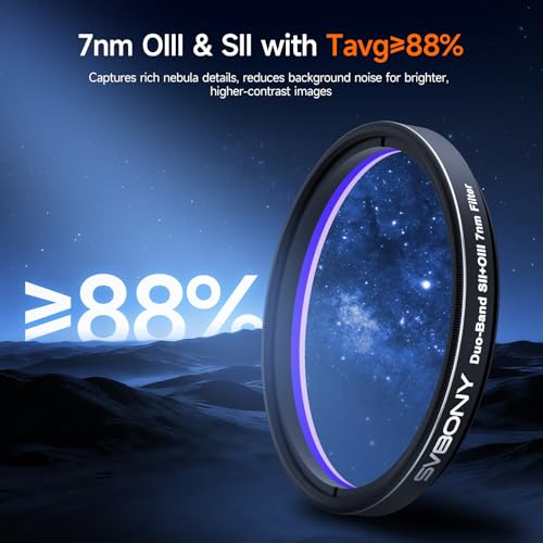 Svbony SV220 Teleskopfilter, SII & OIII, 7 nm Dualband 2\ Nebel Filter, Ermöglicht Vollbild-Bildgebung, OD5 Cut Off Tiefen Teleskopzubehör, Reduziert Lichtverschmutzung, zur Emissionsnebeln