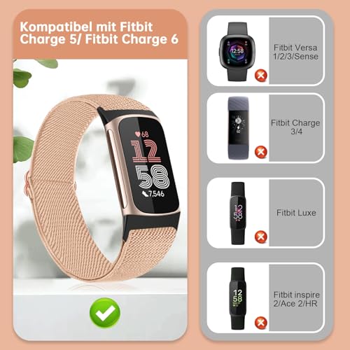Gugobit Nylon Armband Kompatibel mit Fitbit Charge 6/5 Armband Damen Herren – Ansicht 2