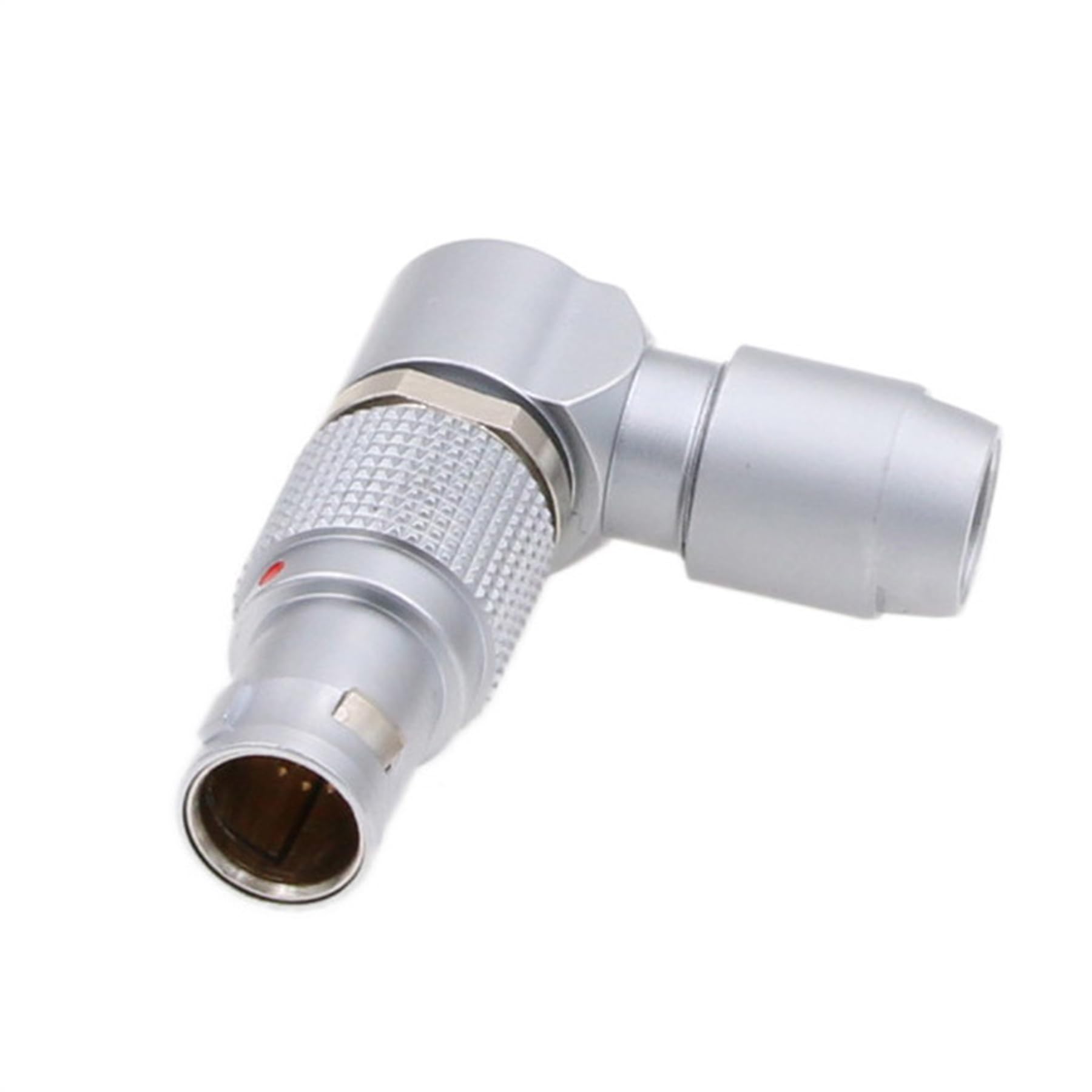HangTon Silver 1B FSG 2-Pin Right-Angle Connector, Rotated Adjustable Elbow Male Cable Plug, Circular Push Pull Compatible for Lemo, 20AWG 15A