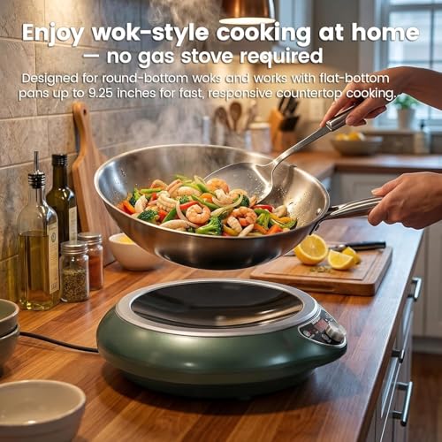 Image of Induction Wok Cooktop Induction Burner 1700W /85V~120V Electric Wok Curved Surface Electronic Cooker Concave Stoves