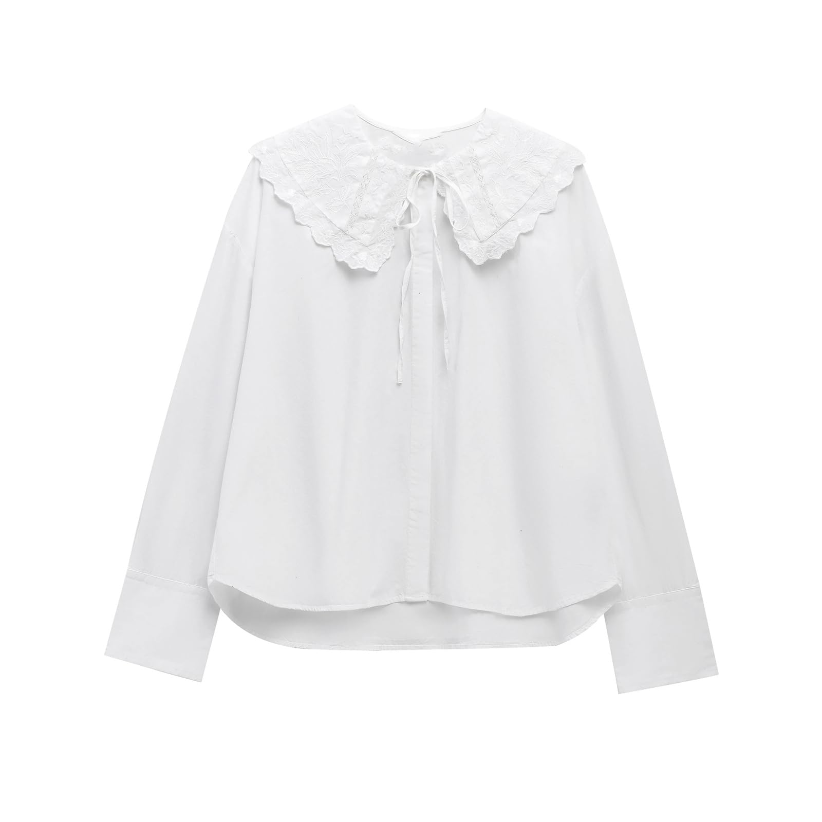 Camicetta casual da donna tinta unita a maniche lunghe con colletto rovesciato fiocco camicetta allentata camicie chic alla moda