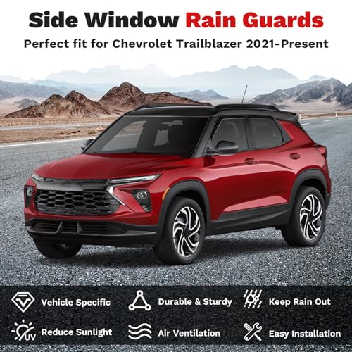 Image of Canvcle Rain Guards - Window Visors for Chevrolet Trailblazer 2021-2025 2026, Outside-Mount Tape-On Side Window Wind Deflectors for Trailblazer Accessories, Vent Visors Shades Rainproof