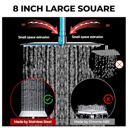 Image of Filtered Shower Head,8 Inch Rain Shower Head with Handheld Spray Combo, Adjustable High Pressure Rainfall Shower Head, Dual Showerhead Set with Extension Arm and 60 Inch Long Shower Hose