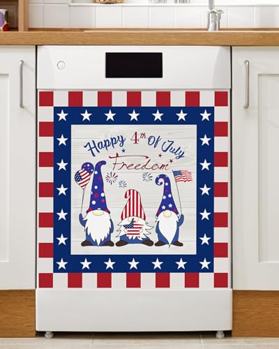 Dishwasher Magnetic Cover, Independence Day Home American Flag Magnet Dishwasher Door Cover Refrigerator Decal Panel Kitchen Appliances Decor Stickers, Easy Clean, 23"Wx26"H
