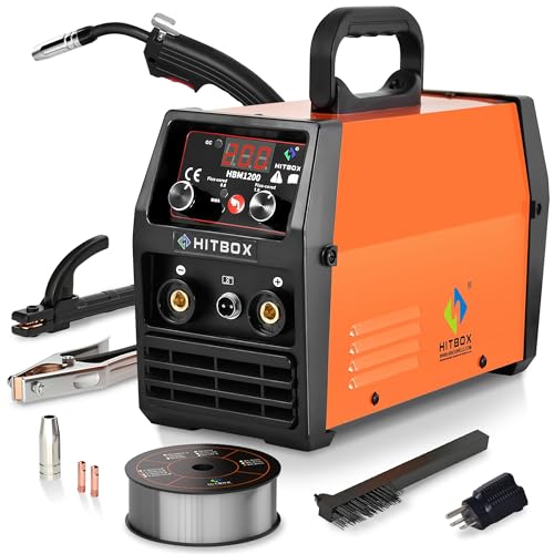 Image of HITBOX 140A MIG Welder Gasless, 110V/220V Dual Voltage Flux Core Welder Flux MIG/Lift TIG/Stick 3 In 1 Synergy MIG Welding Machine With Torch Clamp and 0.8mm Flux Wire