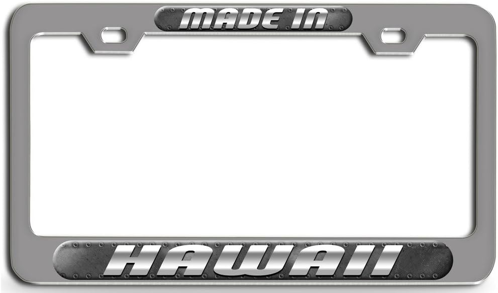 Makoroni - Made in Hawaii Chrome Steel License Plate Frame 3D Style, License Tag Holder