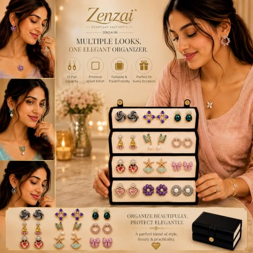 Image of Zenzai Women's Traditional Oxidised Jhumka Earrings Set