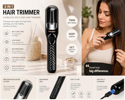 Image of 2026 Automatic Hair Split End Remover Machine Rechargeable 2-in-1 Splitend Pro Hair Cutter for FrizzyDry, Damaged,Broken,Curly Types,Ideal For Women Seeking Healthyhair Women Beauty Styling Tool New. (ST-2)