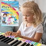 QMG Rainbow Color Piano and Keyboard Sticker and Kids Piano Learning Book Easy to Follow Instructions for Kids, Beginner Piano Book for Children, Easy Piano Sheet Music for Kids