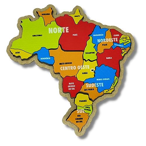 Liz KO Quebra Cabeça Mapa Do Brasil por Regiões Em Madeira Infantil Educativo Didatico