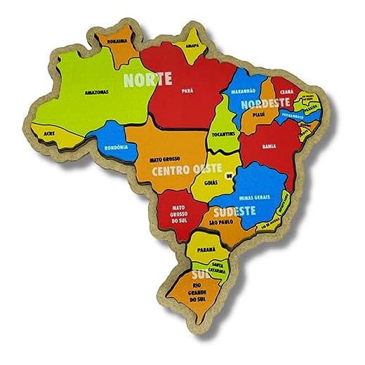Quebra Cabeça Mapa Do Brasil Regiões Em Madeira Infantil