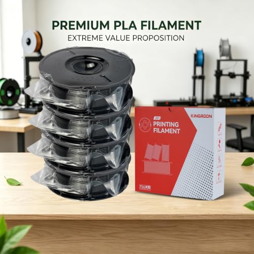 Image of Kingroon PLA 3D Printer Filament, Dimensional Accuracy + /- 0.02 mm, 4 kg Spool(8.8lbs), 1.75mm,4KG Black