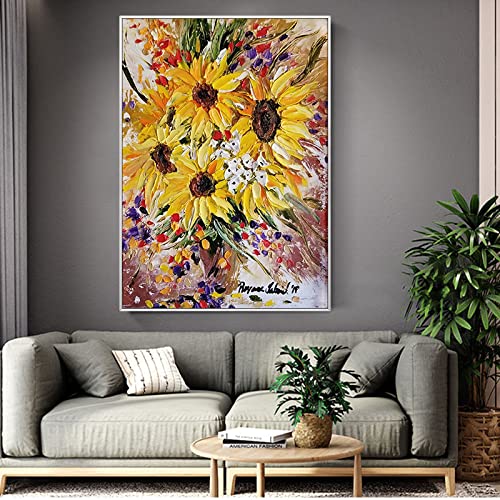 Peinture décorative tournesol Van Gogh grand format 100x160 pour salon chaleureux