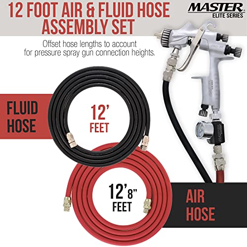 Tcp Global 2.5 Gallon - (10 Liter) Pressure Pot Paint Tank With Regulator Pressure Gauge With Master Elite Series 12 Foot Air And Fluid Hose Assembly Set With Fittings thumb #6