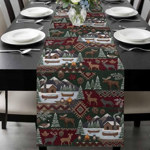 Western Boho Table Runner 72 Inches Long, Farmhouse Country Rustic