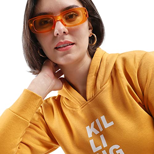 Image of PINACOLADA Women's Cotton Solid Printed Sweatshirt with Hoodie, Regular Fit for Casual Wear Full Sleeve Sweatshirt Crafted with Comfort Fit and High-Performance for Everyday Wear
