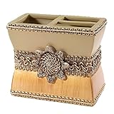 Avanti Linens 11166BGTE Braided Medallion Toothbrush Holder, Medium, Multicolor , Gold