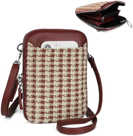 befen Small Crossbody Phone Bag for Women, Genuine Leather Cross Body Cell Phone Purse Wallet Card Holder Mini Shoulder Bags Ladies Handbags with Long Strap