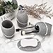 Bathroom Accessory Set,4 Pieces Bathroom Decor Accessories Complete Set Vanity Countertop Accessory Set,Includes Bathroom Soap Dispenser Set,Toothbrush Holder Set,Tumbler,Soap Dish,Grey Granite