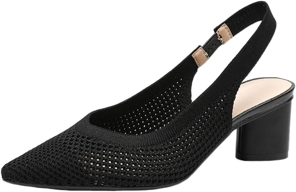 Women's Slingback Pumps Closed Pointed Toe Dress Pumps Shoes Block Heel Casual Chunky Heels Office Shoes