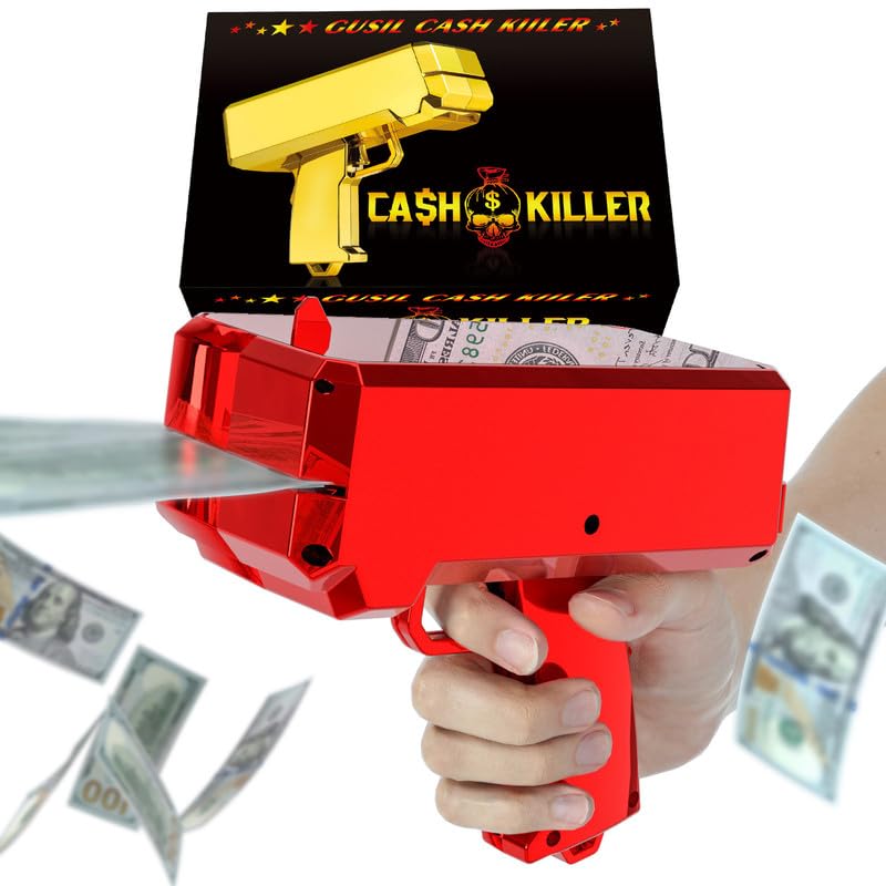 Photo 1 of Money  Shooter—Gusil Cash Cannon Bills Gun Make It Rain Toy Gun,Handheld Spary Cash Gun for Game Movies Party Supplies Red