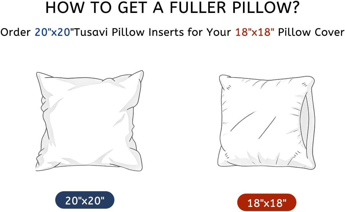 20"x20"Pillow Inserts Set of 2 with 100% Cotton Cover Decorative Square Throw 20 Pillows for Couch, Sofa and Bed - White(2, 20x20)