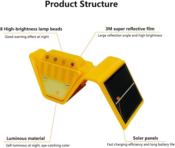 5pcs Double-Sided Yellow Driveway Reflectors, Warning Highway Side Light
