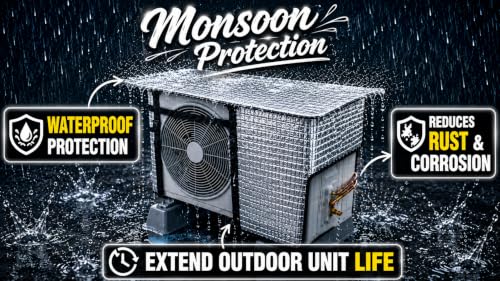 Image of AC Outdoor Unit Protector Cover | HEAVY DUTY | Waterproof Sun & Heat Protection Heat Insulated | AC Outdoor Unit Cover | Air Conditioner Outer Compressor Shade for Split 1.5 & 2 Ton (Universal Size)