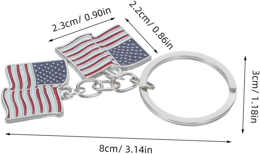 Outanaya 4pcs 4pcs Patriotic Flag Keychain Zinc Metal Keyring 250th Anniversary Heart and United States Map Design with Rounded Edge Polishing for Car and Luggage Tag Everyday Use image 2
