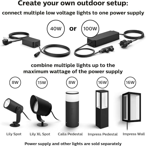 Image of Philips Hue Outdoor 40W Power Supply, Black - Connect Multiple Hue Outdoor Low Voltage Lights up to Total of 40W - 1 Pack - Requires Hue Bridge - Weatherproof
