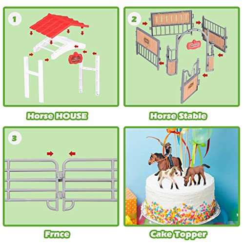Kids Farm Animal Barn House Toy,Horse Stable Stall Horse Club Playset With Rider Horses Cowboy Toy Figures,Country World Farm Houses Pretend Play Birthday Gift For Boy Girl Child 3 4 5 6 7 8 Year Old #TOP7