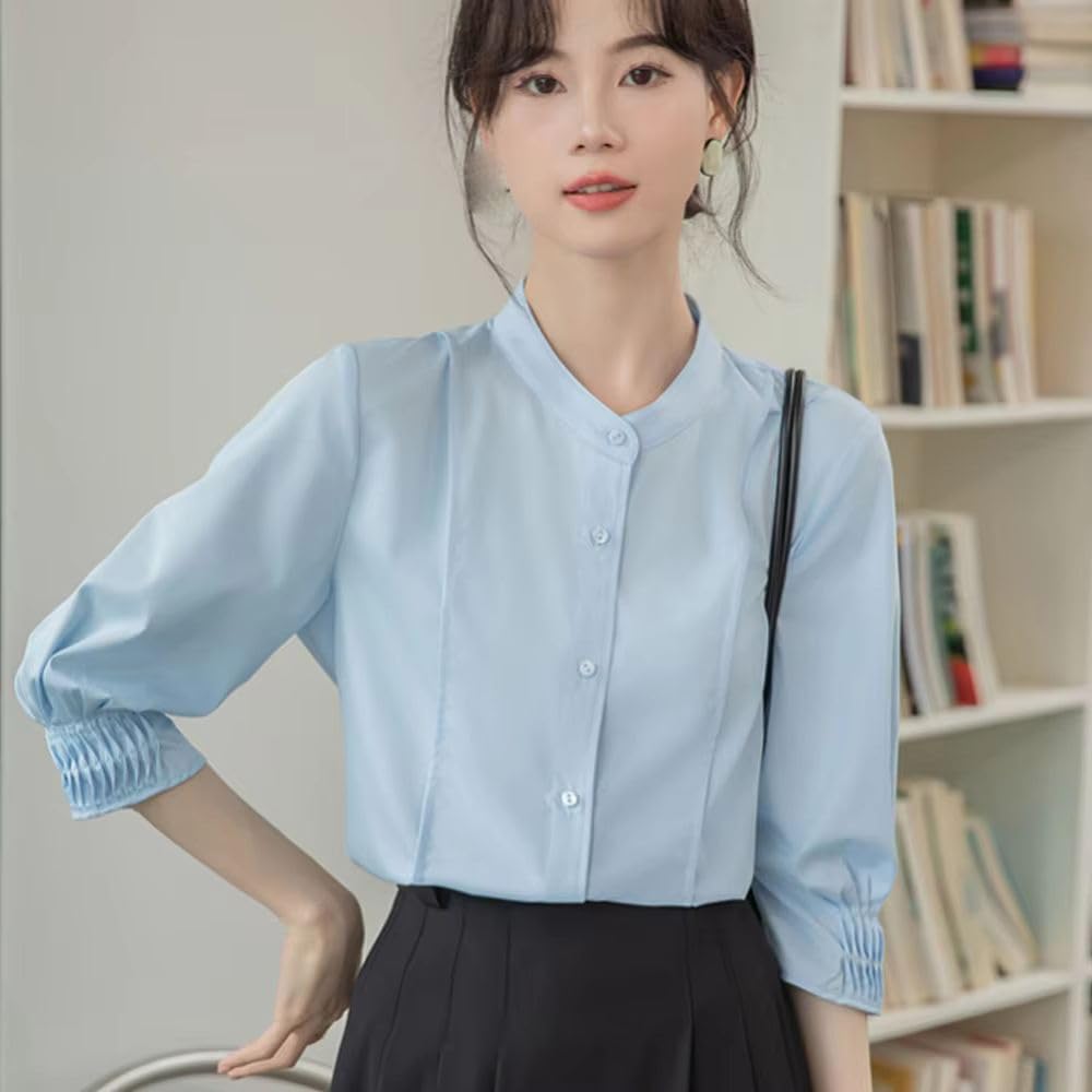 Blusa de gasa para mujer, manga 3/4, elegante, formal, informal, a juego