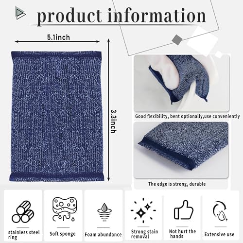 Steel Wool Scrubber Kitchen Sponges - 6 Pack Kitchen Dish Sponges Scrubbers, Non-Scratch Microfiber sponges for Cleaning, Pots and Pans Scrub Sponge — 사진 2