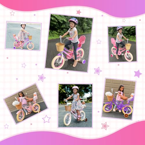 Image of Glaf Girls Bike Bicycle for 2-12 Years Old 12 14 16 20 inch Kids Toddler Bike with Training Wheels and Basket,Doll Seat, Kids Bike Bicycle for Gift