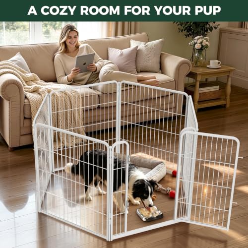 Image of FXW Homeplus Indoor Dog Playpen with Lick Mat, 32 inch H 6 Panels