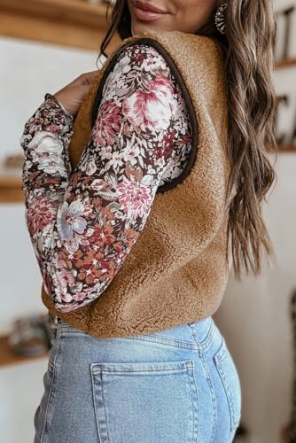 Women Fleece Sherpa Vest Casual Tie Front Sleeveless Puffer Sherpa Jacket Vest Trendy Fall Clothes4