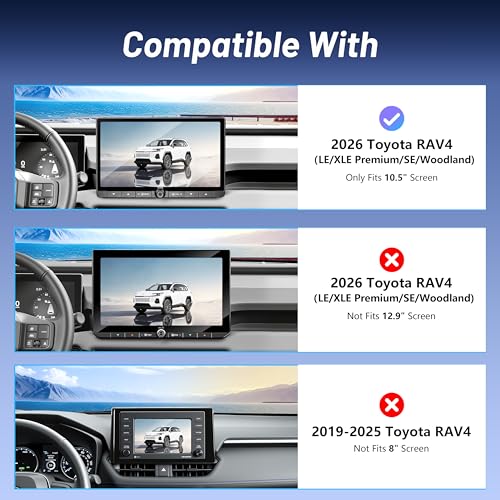 Image of Phone Holder for Toyota RAV4 (2026, 10.5 inch Screen), MagSafe Car Mount Charger, 15W Wireless Charging, Car Adapter Included, Magnetic Screen Phone Mount, 360 & Hands-Free, RAV 4 Interior Accessories