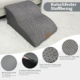 Nepfaivy Hundetreppe für Kleine Hunde 2-Stufig, Haustiertreppe für Bett und Sofa aus Hochdichtem Schwamm, Hunde Treppe Hunderampe mit Abnehmbarem, Waschbarem Bezug und Rutschfestem Boden, 55x40x30cm