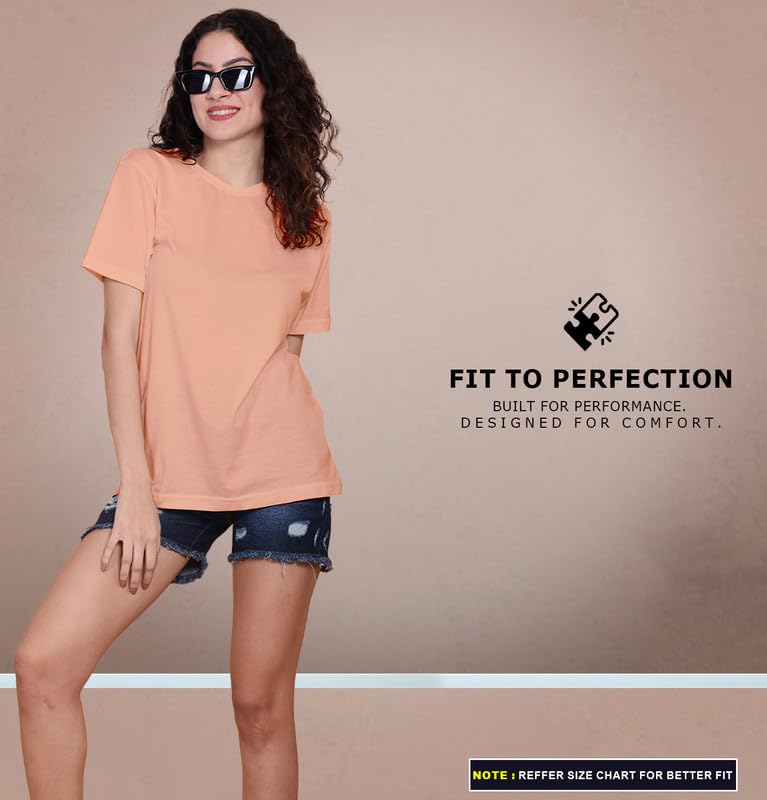 Image of Sleepynuts Women Boyfriend Plain Round Neck Half Sleeve T-Shirt
