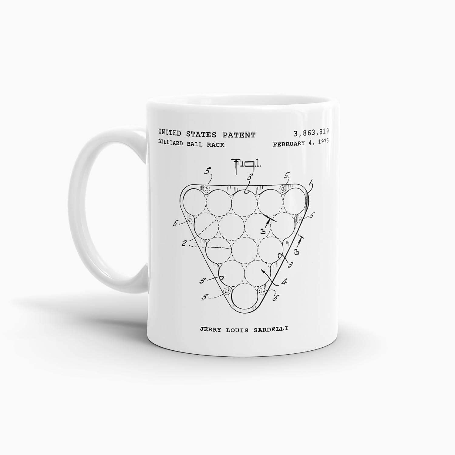 Billiard Ball Rack Patent Coffee Mug; Patent Coffee Mugs