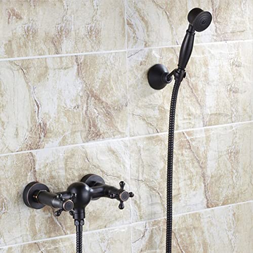 Robinet de baignoire mural vintage laiton avec douchette
