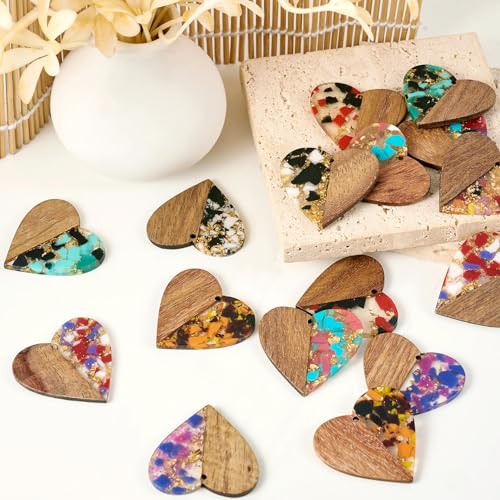 Pendentifs en résine et bois pour fabrication de bijoux forme losange et triangle - 4