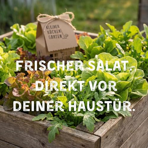 Küchengartenhaus für Hochbeet, DIY Salatanbau Set mit Pflücksalat & Rucola, Anzuchtset für frische Blattsalate im Garten, Balkon & Hochbeet, nachhaltige Geschenkidee für Hobbygärtner & Selbstversorger