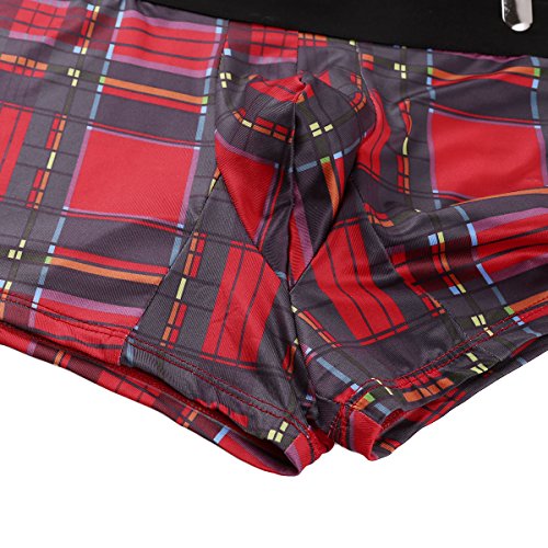 YEAHDOR Men's Sexy Plaid Schoolboy Lingerie Set Boxer Shorts with Y Back Suspender Bowtie - Image 6