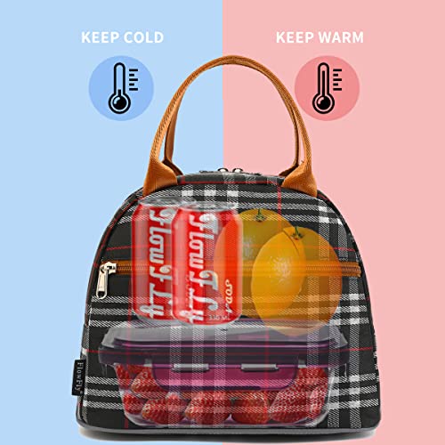 Flowfly Insulated Reusable Lunch Bag Adult Large Lunch Box Lunch Tote For Women And Men,With Front Pocket,W&B thumb #1