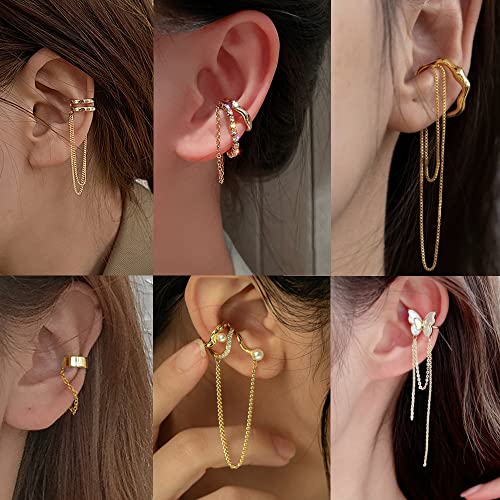 35 Pcs Gold Silver Adjustable Ear Cuffs Earrings For Women Girls Non-Piercing Cartilage Clip On Earrings Wrap Ear Jewelry Set,Punk Snake Butterfly Claw Stud Earrings For Women Girls Gift (Gold) #TOP3