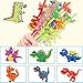 POKONBOY 24 Pack Dinosaur Birthday Party Supplies Reusable Dinosaur Straws, Mixcolor Dinosaur Reusable Drinking Plastic Straws for Kids Girls Birthday Party Decorations with Dinosaur Stickers